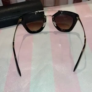 Prada cat eye Gradient Sunglasses SPR09Q authentic excellent condition w/ case PRADA Womens SPR09Q Black & Gold Cat Eye 49mm Sunglasses | eBay main image 3